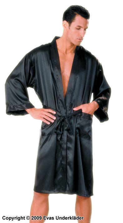 Short robe in charmeuse